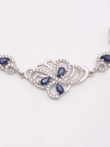 Blue Sapphire and Cubic Zirconia Butterfly Sterling Silver Bracelet
