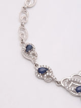 Blue Sapphire and Cubic Zirconia Butterfly Sterling Silver Bracelet