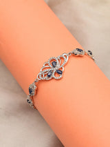 Blue Sapphire and Cubic Zirconia Butterfly Sterling Silver Bracelet
