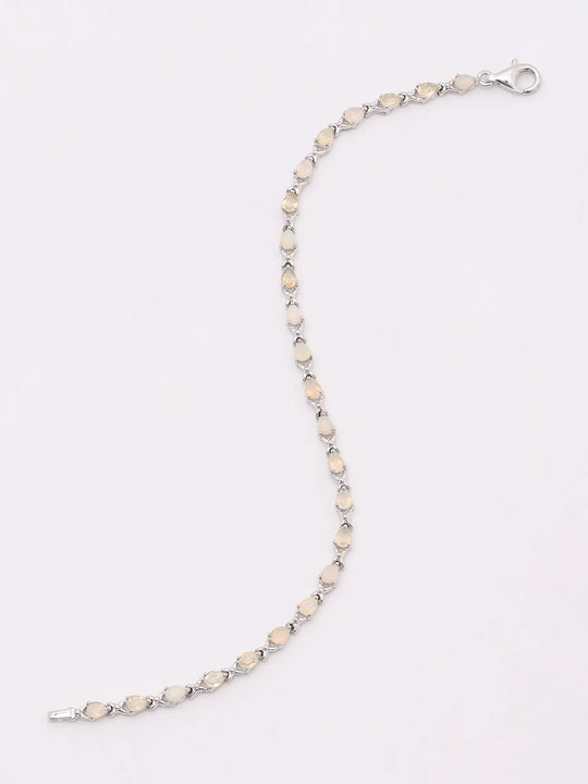 Faceted Ethiopian Opal Teardrop Sterling Silver Bracelet
