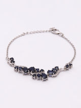 Floral Vine Blue Sapphire and CZ Sterling Silver Bracelet