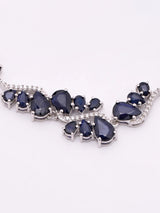 Floral Vine Blue Sapphire and CZ Sterling Silver Bracelet