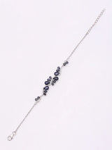 Floral Vine Blue Sapphire and CZ Sterling Silver Bracelet
