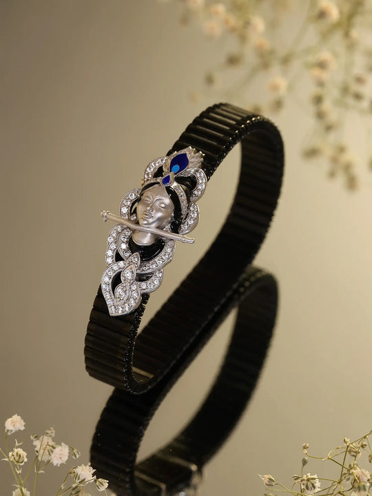 Fluted Krishna Sterling Silver Adjustable Bracelet