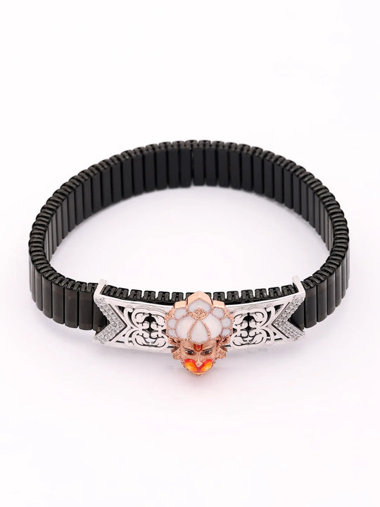 Sterling Silver Lord Hanuman Elastic Bracelet