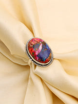 Pink Copper Turquoise Oval Sterling Silver Ring