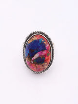 Pink Copper Turquoise Oval Sterling Silver Ring