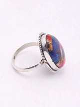 Pink Copper Turquoise Oval Sterling Silver Ring