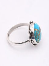 Copper Turquoise Round Sterling Silver Ring