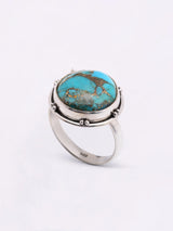 Copper Turquoise Round Sterling Silver Ring