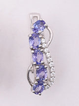 Tanzanite and Cubic Zirconia Faceted Sterling Silver Earrings