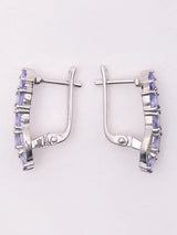 Tanzanite and Cubic Zirconia Faceted Sterling Silver Earrings