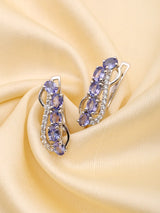 Tanzanite and Cubic Zirconia Faceted Sterling Silver Earrings