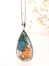 Oyster Copper Turquoise Teardrop Sterling Silver Pendant