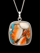Cushion Cut Oyster Copper Turquoise Sterling Silver Pendant
