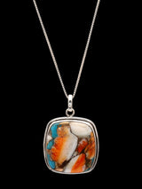 Cushion Cut Oyster Copper Turquoise Sterling Silver Pendant