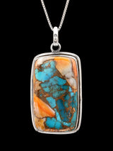 Oyster Copper Turquoise Rectangular Sterling Silver Pendant