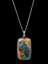 Oyster Copper Turquoise Rectangular Sterling Silver Pendant