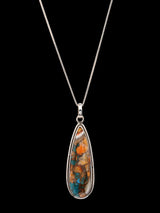 Oyster Copper Turquoise Elongated Pear Sterling Silver Pendant