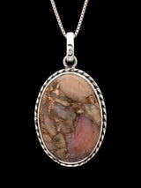 Copper Mojave Pink Opal Sterling Silver Rope Bezel Pendant