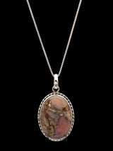 Copper Mojave Pink Opal Sterling Silver Rope Bezel Pendant