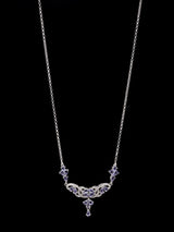 Pear Cut Tanzanite Floral Cluster Sterling Silver Necklace