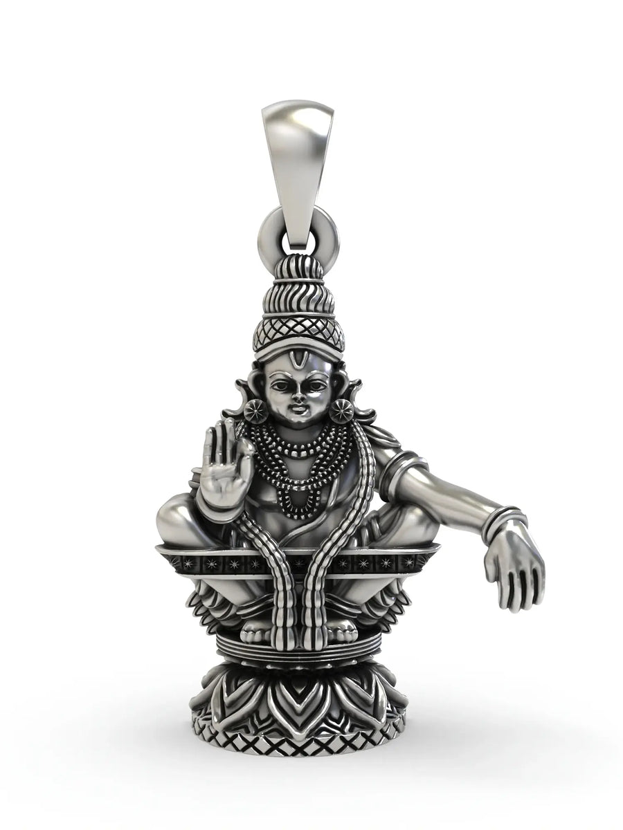 Lord Ayyappan Sterling Silver Pendant for Daily Devotion