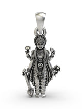 Four Armed Lord Vishnu Sterling Silver Pendant