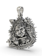 Fluted Bal Krishna Sterling Silver Pendant