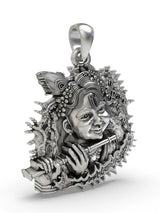 Fluted Bal Krishna Sterling Silver Pendant