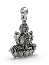 Four-Armed Goddess Lakshmi Sterling Silver Temple Pendant