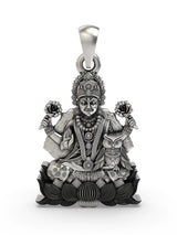 Goddess Lakshmi and Owl Temple Sterling Silver Pendant