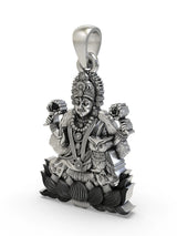 Goddess Lakshmi and Owl Temple Sterling Silver Pendant