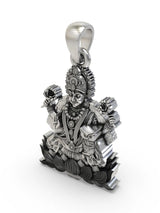 Goddess Lakshmi and Owl Temple Sterling Silver Pendant