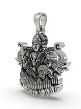 Goddess Gajalakshmi on Lotus Sterling Silver Pendant
