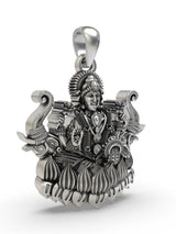 Goddess Gajalakshmi on Lotus Sterling Silver Pendant