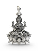 Four Armed Goddess Lakshmi Temple Sterling Silver Pendant