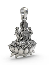 Four Armed Goddess Lakshmi Temple Sterling Silver Pendant