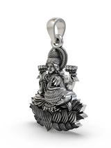 Goddess Lakshmi on Lotus Temple Sterling Silver Pendant