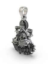 Goddess Lakshmi on Lotus Temple Sterling Silver Pendant