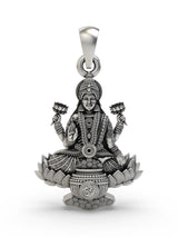 Lakshmi and Om Lotus Temple Sterling Silver Pendant