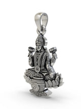 Lakshmi and Om Lotus Temple Sterling Silver Pendant