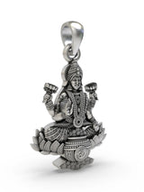 Lakshmi and Om Lotus Temple Sterling Silver Pendant