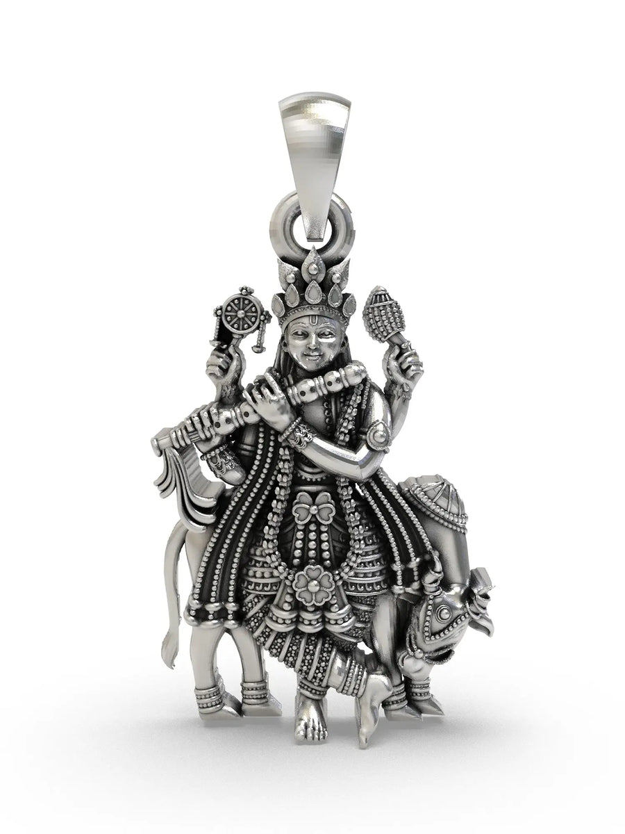 Chaturbhuja Venugopala Krishna Sterling Silver Pendant