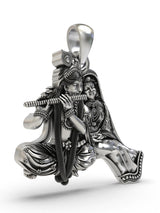 Radha Krishna Playing Flute Sterling Silver Pendant
