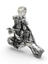 Radha Krishna Playing Flute Sterling Silver Pendant