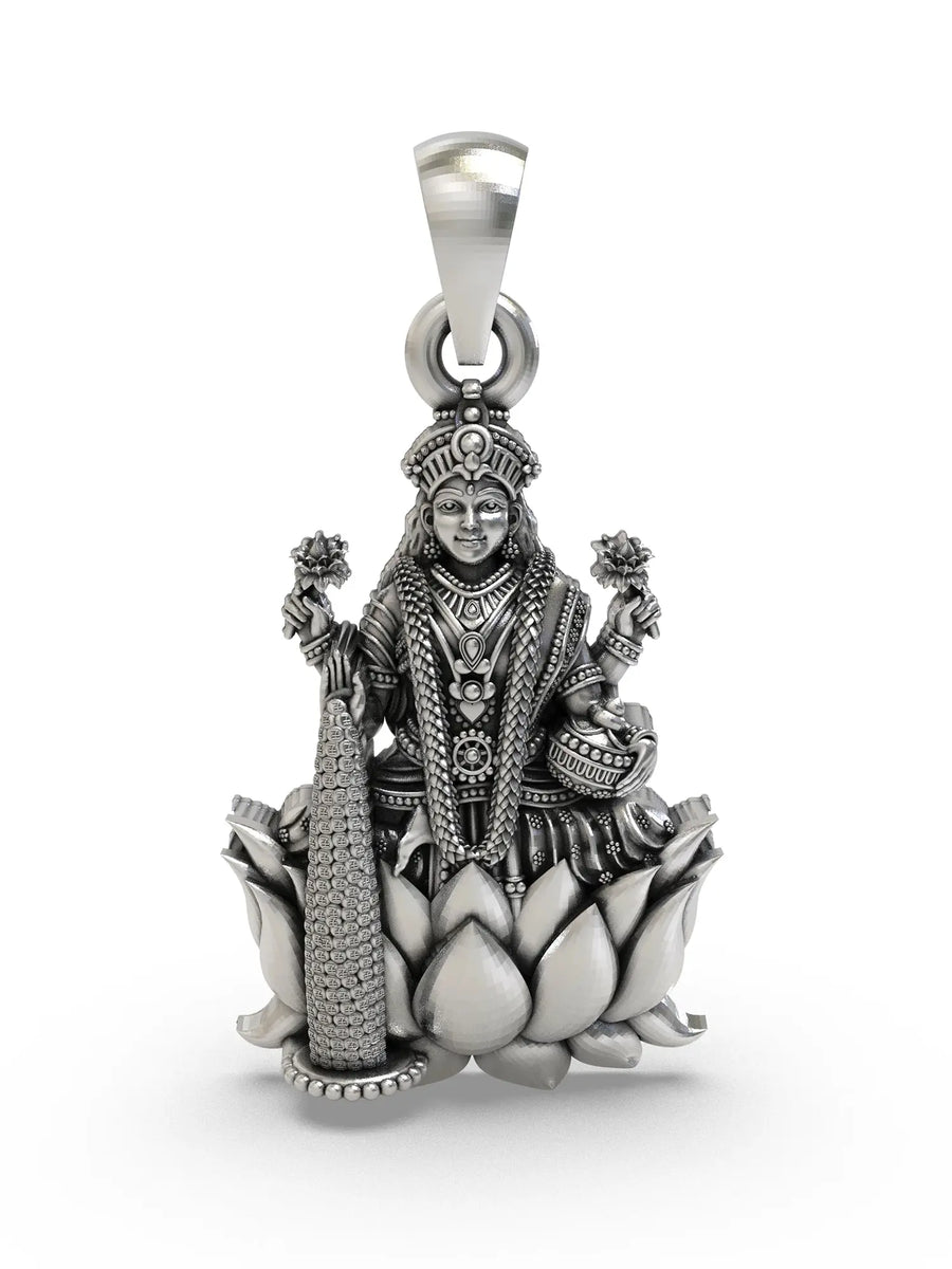 Goddess Lakshmi Temple Silver Pendant