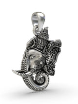 Lord Ganesha Sterling Silver Pendant with Ornamental Detailing