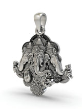 Trimukhi Lord Ganesha Sterling Silver Pendant