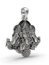 Trimukhi Lord Ganesha Sterling Silver Pendant